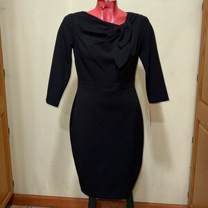 Women’s Calvin Klein Women's Bow-Neck 3/4 Sleeve Sheath Dress Size 4P, 4CH, 4TP.